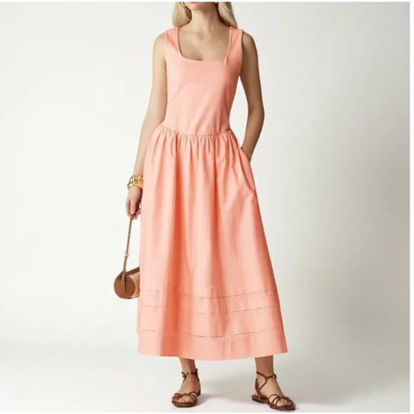 J Crew Drop Waist Knit Mixy Dress M Peach NWT CJ497 J.Crew Midi Maxi Resort - Picture 1 of 4